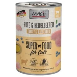 MAC's 12 X 400 G En Latas Para Gatos -KONG Ventas 217997 pla macs katzenfutter pute heidelbeeren 400g hs 01 7