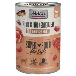 MAC's 12 X 400 G En Latas Para Gatos -KONG Ventas 63329 pla macs katzenfutter rind huehnerherzen 400g hs 01 1