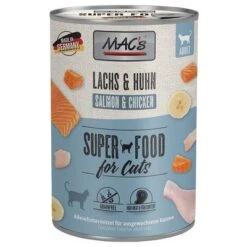 MAC's 12 X 400 G En Latas Para Gatos -KONG Ventas 63600 pla macs katzenfutter lachs huehnchen 400g hs 01 3